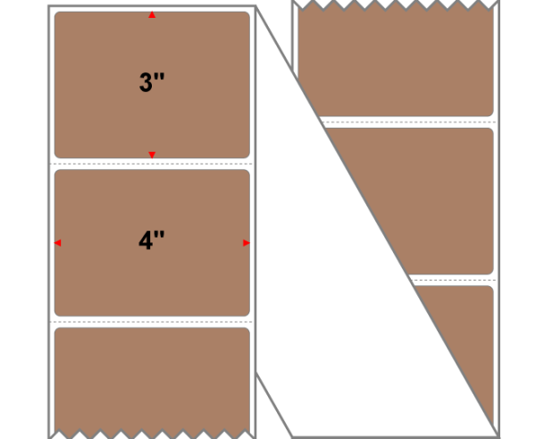 Fanfolded - 4 X 3 Premium Paper Direct Thermal Label - PMS 479 Brown 479 - Permanent Online