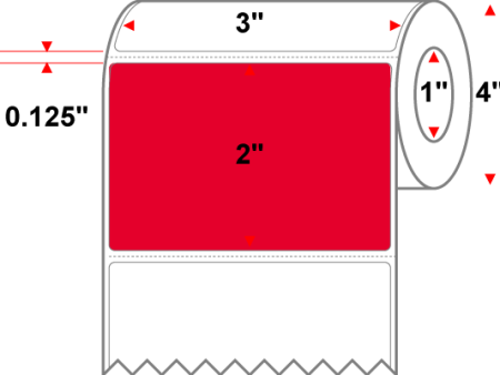 3 X 2 Premium Paper Thermal Transfer Label - Perforated - PMS 185 Red 185 - 4  Roll - Permanent Cheap