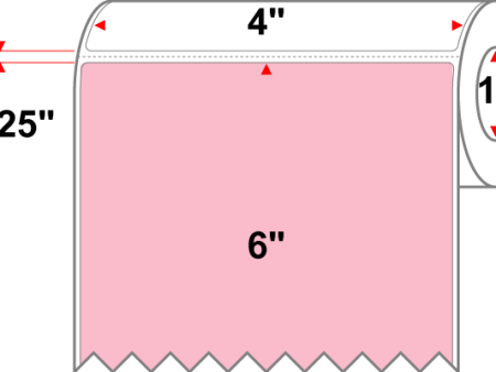 4 X 6 Premium Paper Thermal Transfer Label - Perforated - PMS 182 Pink 182 - 4  Roll - Permanent For Discount